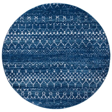 Safavieh 6 ft.-7 in. x 6 ft.-7 in. Tulum 200 Power Loomed Round RugBlue & Ivory TUL249M-7R